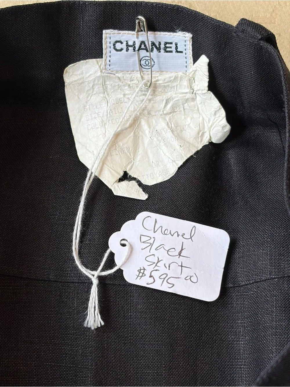 Chanel 1980s Vintage 100% Linen Pleated Midi Skirt 25” XS